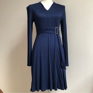 Gilli ModCloth Navy Blue Buckle Striped Dress